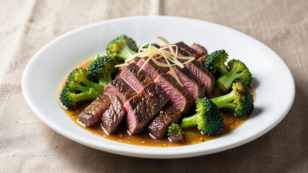 Beef and Broccoli in Garlic Sauce Recipe: Wok-Fired Crisp Broccoli and Silky Garlic Glaze