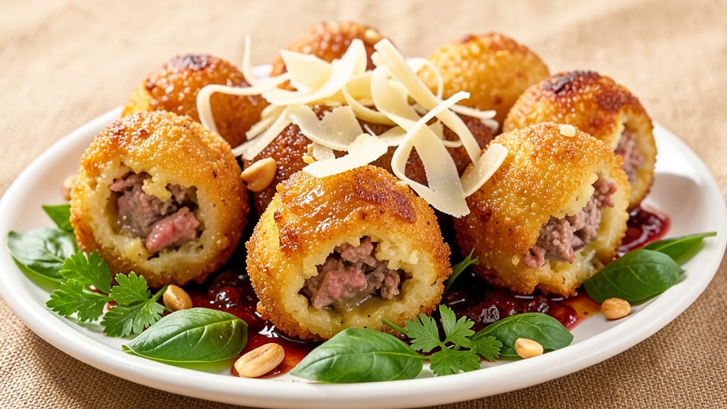 Beef Arancini Balls Recipe: Crispy Fried Rice Balls With Melty Cheese Cores