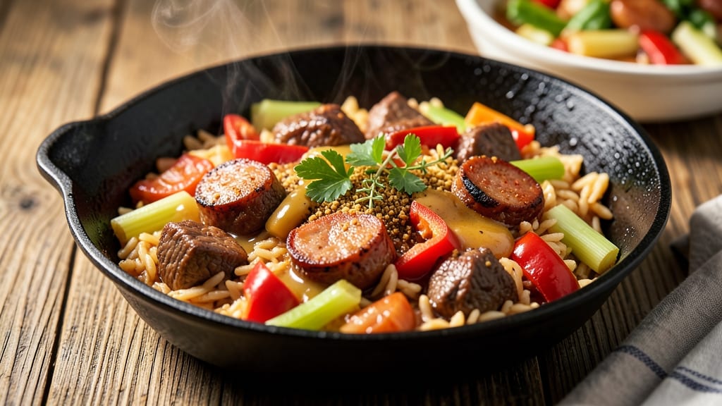 Beef and Sausage Jambalaya Recipe: Smoky Spiced One-Pot Feast