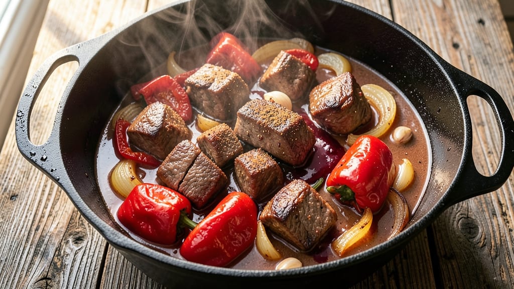 Beef and Pepper Stew Recipe: Deep Smoky Flavor With Tender Beef Threads
