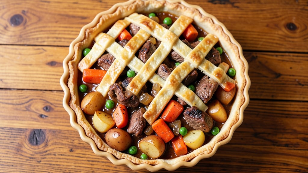 Beef and Vegetable Pie Recipe: Flaky Crust Envelops Savory Meat and Veggie Filling
