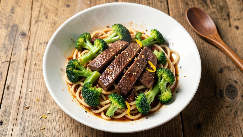 Beef and Broccoli Noodle Stir Fry Recipe: Wok-Hot Crisp Beef and Silky Soy-Ginger Noodles