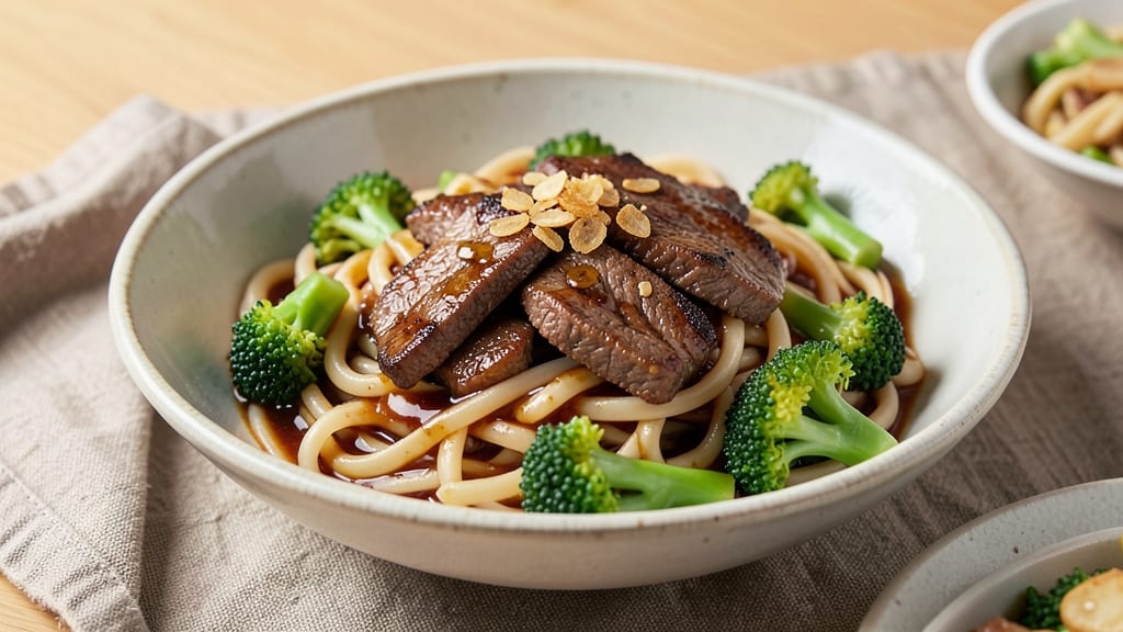 Beef and Broccoli Udon Noodles Recipe: Wok-Seared Crisp with Silky Soy-Ginger Gloss
