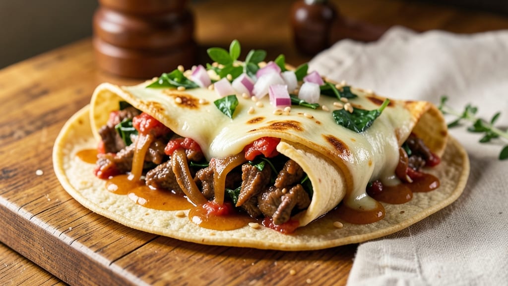 Beef and Spinach Enchiladas Recipe: Cheesy Tortilla Layers with Silky Tomato Sauce