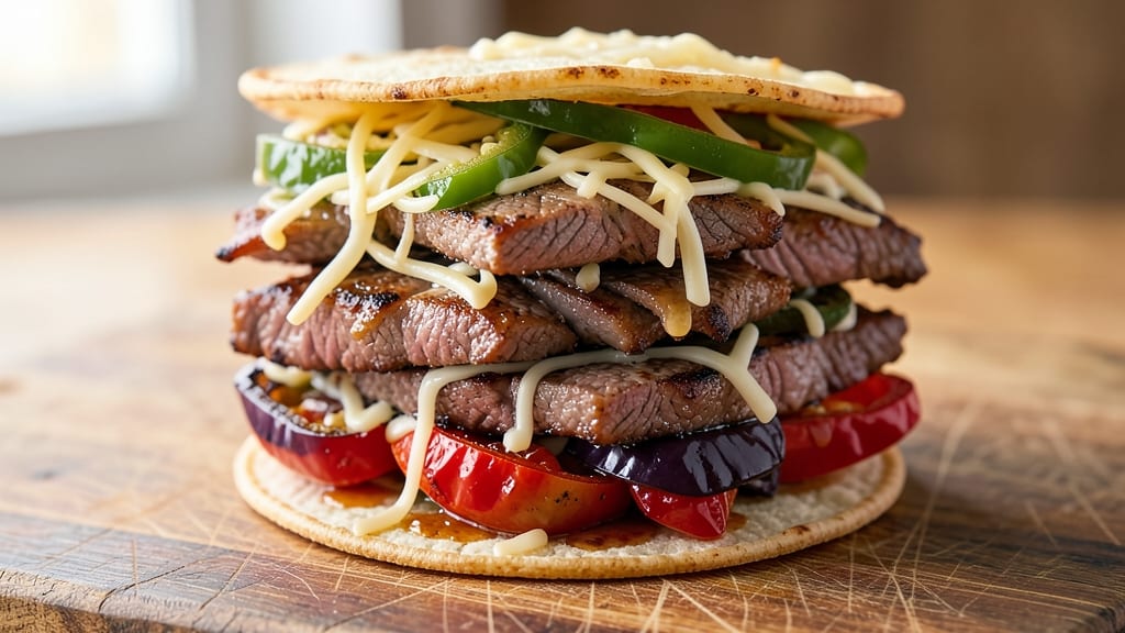 Beef and Pepper Sandwich Recipe: Crispy Tortilla Crunch with Melted Cheese Rivers