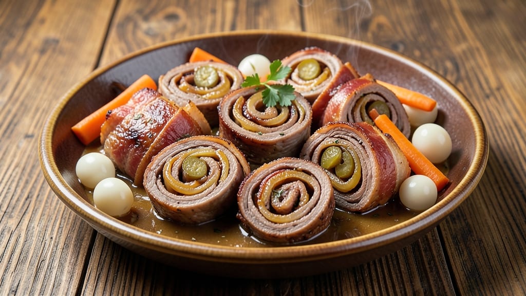 Authentic German Beef Rouladen Recipe: Pickled Mustard and Onion-Stuffed Rolls