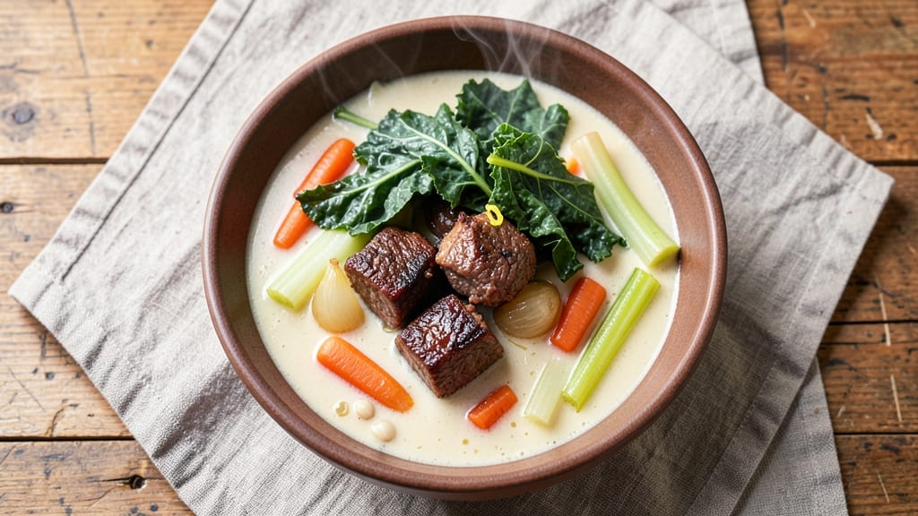 Beef and Kale Soup Recipe: Deep Umami Broth With Hearty Beef Chunks