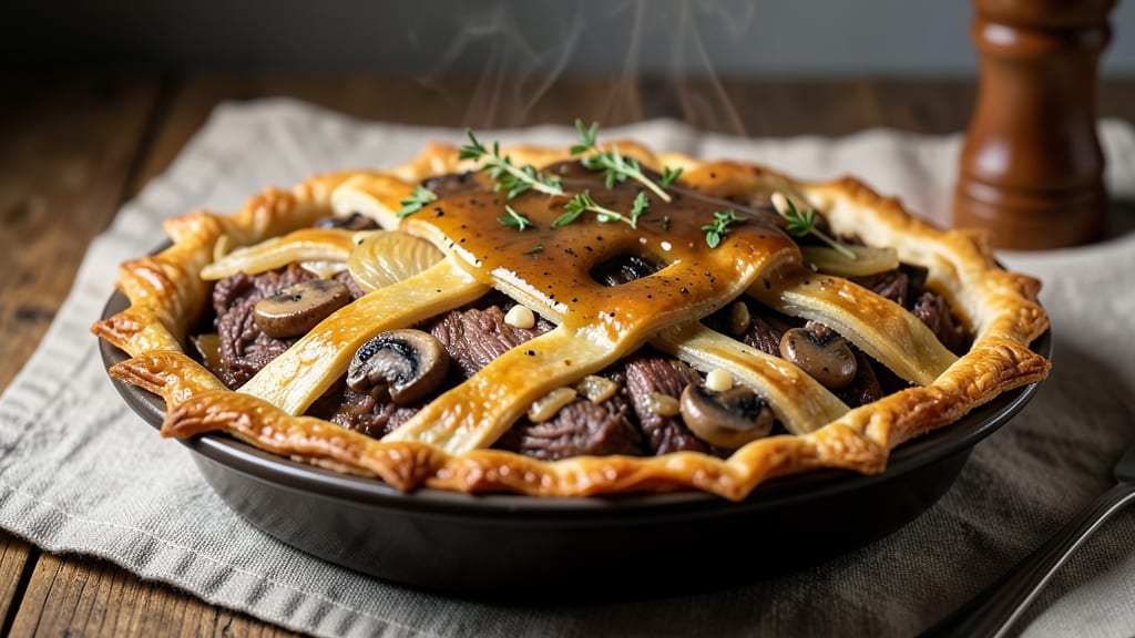 Beef and Mushroom Pie Recipe UK: Flaky Pastry Hugs Savory Meat and Earthy Fungi