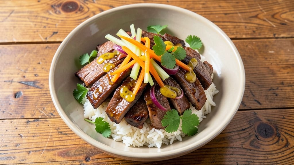 Beef Banh Mi Bowl Recipe: Crunchy Pickled Veggies and Herby Paté Magic