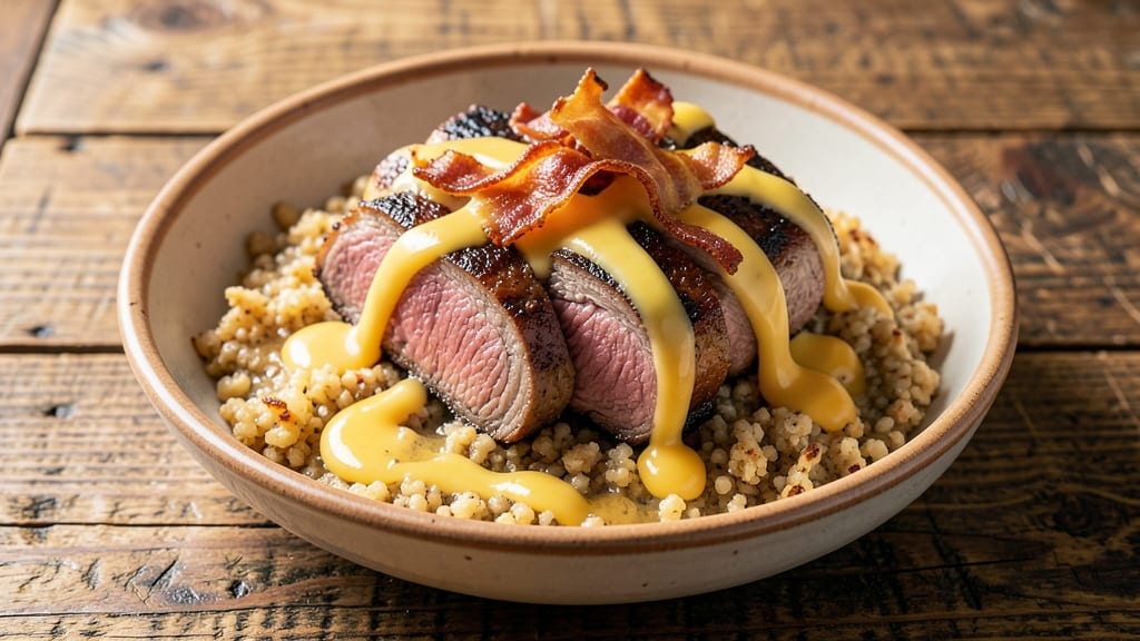 Beef and Grits Recipe: Smoky Cheese Creaminess With Crispy Bacon Bits