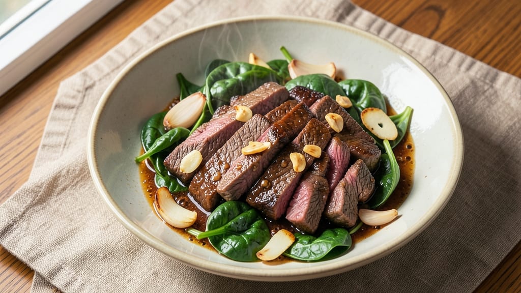 Beef and Spinach Stir Fry Recipe: Quick Wok-Fired Crunch with Silky Garlic Soy Sauce