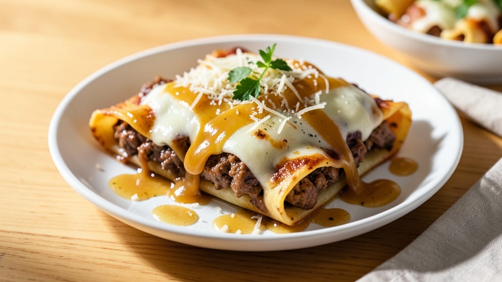 Beef and Cheese Cannelloni Recipe: Baked Pasta Layers With Gooey Melts