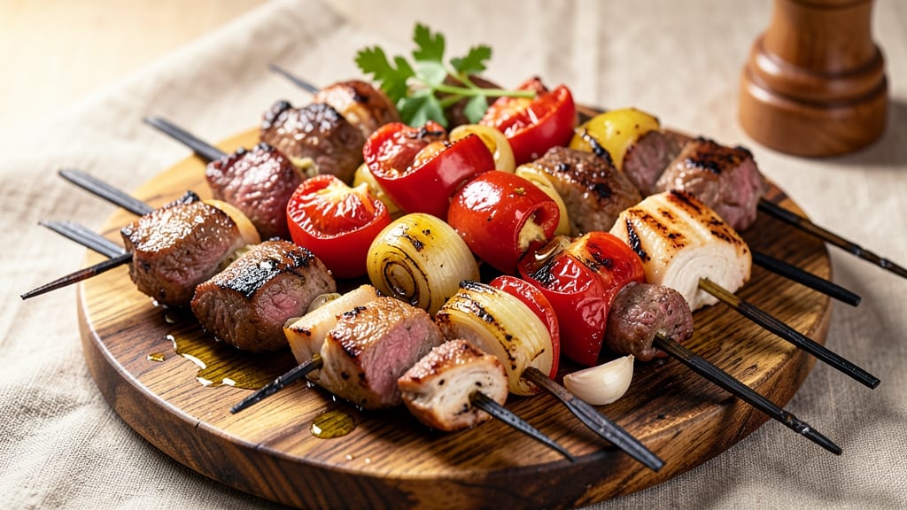 Beef and Chicken Shish Kabobs Recipe: Skewered Grill Masterpiece With Charred Crust