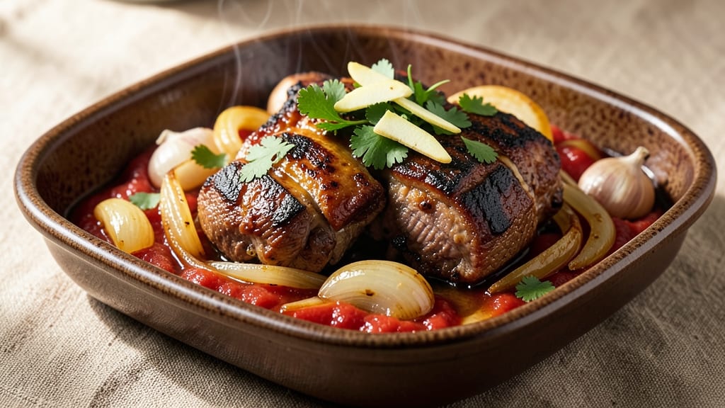 Beef Bakareta Recipe: Turkish-Style Soy-Ginger Braise With Crispy Tortilla Topping
