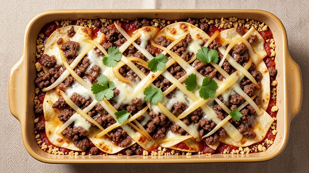 Beef and Cheese Enchilada Casserole Recipe: Tortilla-Layered Cheese Melt Magic