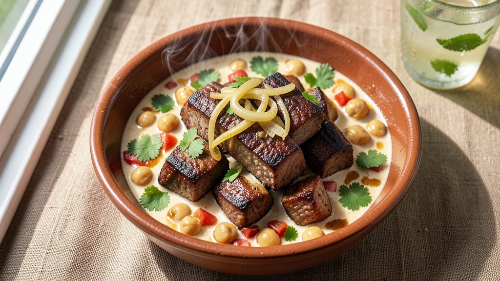 Beef and Chickpea Curry Recipe: Spiced Tomato Coconut Stew With Tender Beef and Chickpeas