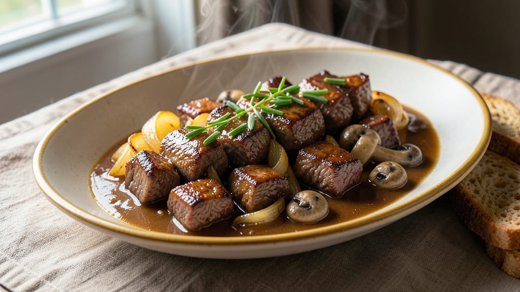 Beat Bobby Flay's Beef Stroganoff Recipe: Velvety Sour Cream Sauce Over Buttery Noodles